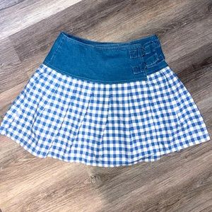 Enchante Denim & Gingham Mini Skirt